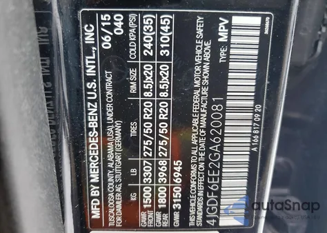 2016 Mercedes-Benz Gl 450 4Matic z USA, uszkodzony, nr VIN 4JGDF6EE2GA620081